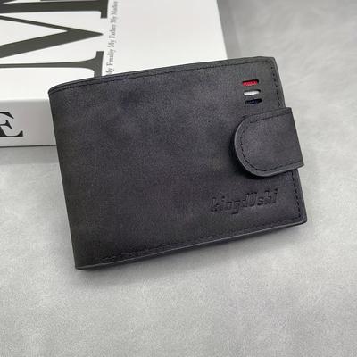 TEMU Men's Luxury Leather Wallet With Multiple Card Slots, Zipper Coin Pouch - Stylish With Red Accents, Everyday Use, Everyday Wallet | Minimalist Wallet | Wallet Image