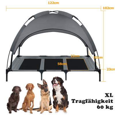 TEMU Raised Dog Bed With Roof Sun Protection Pet Bed With Canopy Dog Bed Outdoor Dog Sofa With Non-slip Foot Pad Breathable Mesh Fabric Grey Image