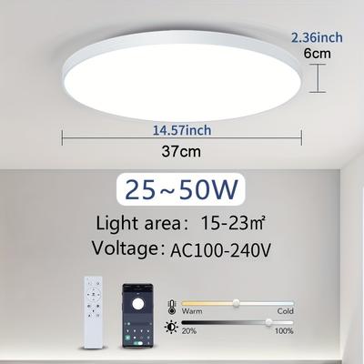 TEMU &ben 25-50w Lights For Bedroom 3000-6500k Dimmable Led Lights With App And Remote Control Smart Home Ac100-240v Indoor Lighting For Living Room Home Decor Image