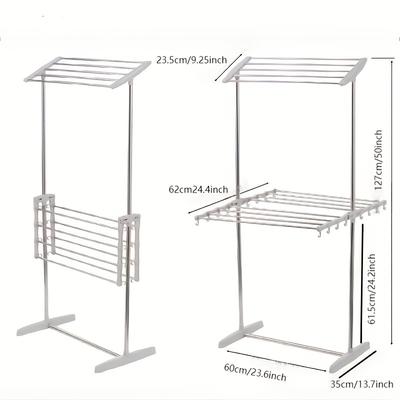 TEMU Single-layer Multifunctional Stainless Steel Towel, Socks And Underwear Drying Rack - Portable Indoor/outdoor Laundry Storage Rack For Balcony, Outdoor Drying, Drying Racks Image