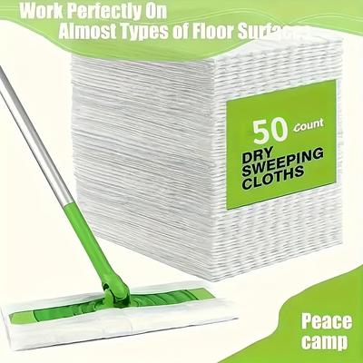 TEMU -count Disposable Floor Mop Pads, Anti-static, Wet/dry Compatible, Absorbent, For Cleaning, Polyethylene Terephthalate, White, Suitable For Hardwood, Glass, Ceramic, Stone Surfaces Image