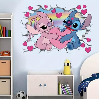 TEMU [authorized] Stitch And Cartoon Fashion Wall Stickers, Room Waterproof Self-adhesive Bedroom Living Room Wall Stickers Interior Decoration Room Decoration, Perfect Decorations Image