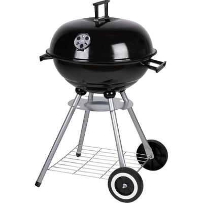TEMU Bakaji Round Carbon Steel Barbecue Grill 45 Wheels With Lid And Shelf Storage Rack Bbq Collection (medium) Image