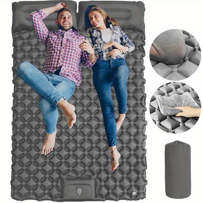 TEMU Portable Self-inflating Air Mattress With Built-in Pillow, Camping Sleeping Mat For 2 Person Easy Inflate & For Hiking, Beach, Backpacking Image