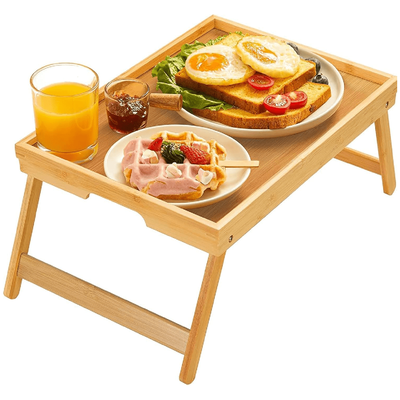 TEMU Wooden Breakfast Table, Folding Bed Tray, Breakfast Table With Folding Legs (wood), 50x30x22 Cm Image