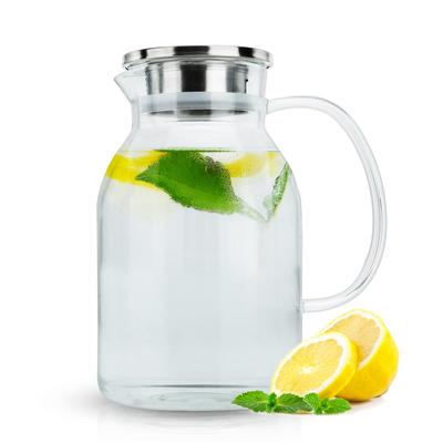 TEMU Carafe With Filter Transparent 1.8l Jug Made Of Glass With Handle And Removable Filter Lid - Heat Resistant Suitable For Hot And Cold Drinks, Tea, Coffee, Water Image