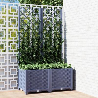 TEMU Planter With Trellis Dark Grey 80x40x136 Cm Pp. For Plants, Flowers, Fruit, Herbs, Vegetables. Flower Box Vegetable Bed Bed Planter Early Bed, For Terrace Balcony & Garden Image