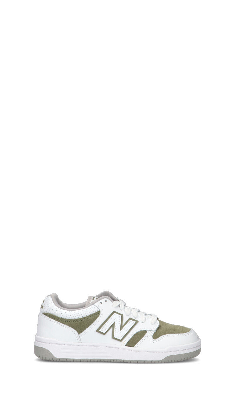 NEW BALANCE 480 Sneaker ragazzo bianca/militare in pelle