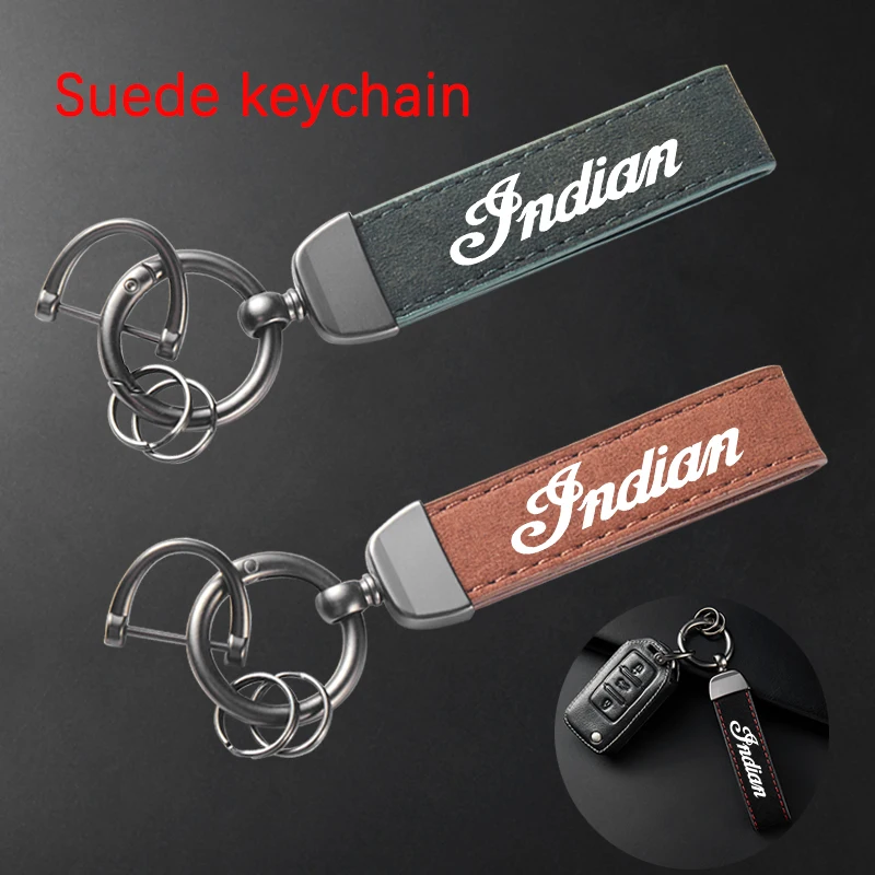 Hochwertiger Leder-Wildleder-Schlüsselanhänger, Motorrad-Schlüsselanhänger für Indian FTR 1200 S FTR1200 Carbon / Rally Chief VINTAGE Zubehör