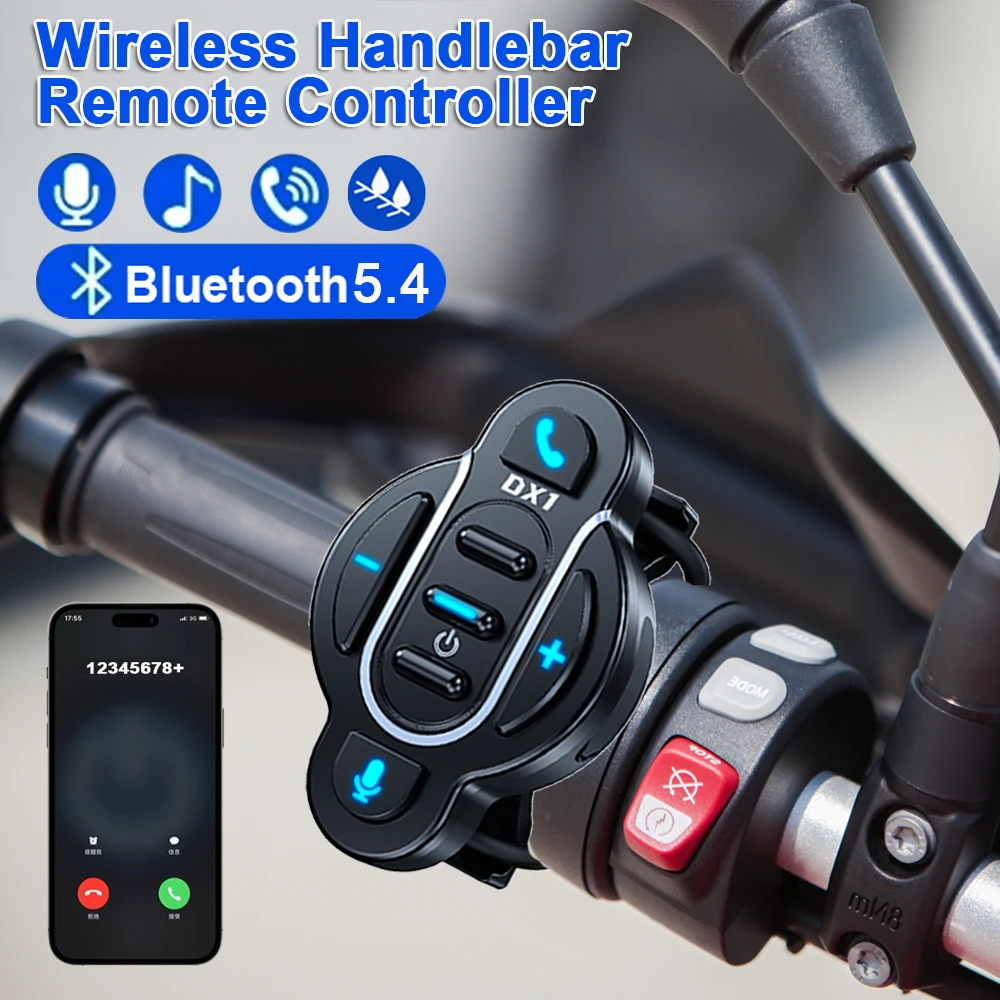 Motorrad Lenker Fernbedienung Drahtlose Helm Headset Fernbedienung Taste Bluetooth Freisprecheinrichtung Telefon Media Fernbedienung Image