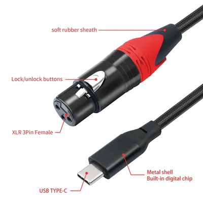 1/2/3M Typ C Stecker auf XLR Buchse Mic Studio Audio Kabel USB C auf XLR Mikrofon Audio Kabel für Image