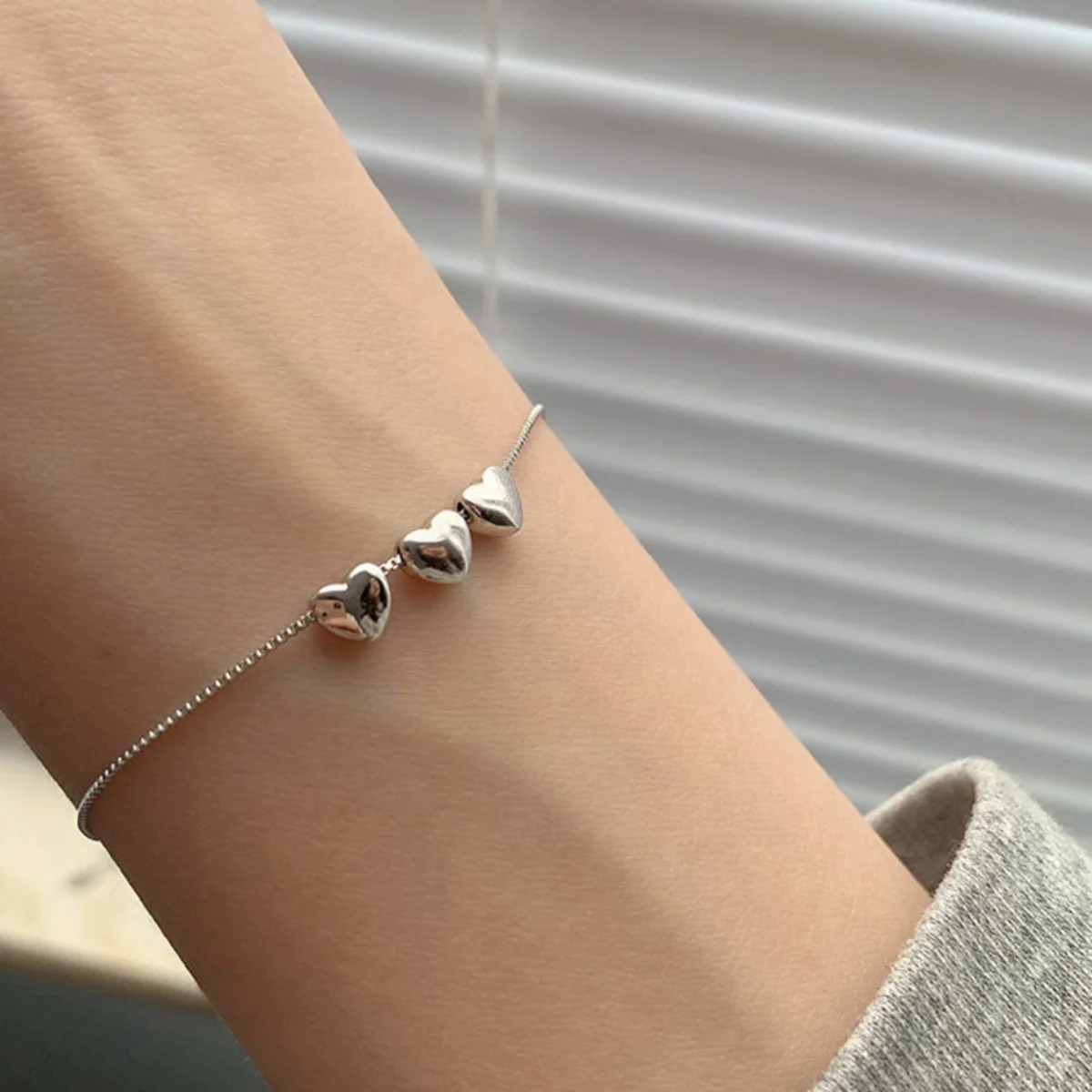 Minimalistische Edelstahl Liebe Herz Armbänder Für Frauen Männer Punk Vintage Silber Farbe Herz Einstellbare Armreifen Partei Schmuck