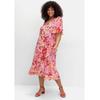 Chiffonkleid SHEEGO BY JOE BROWNS "Große Größen", Damen, Gr. 42, Normalgrößen, sorbet pink gemustert, Obermaterial: 100% Polyester;Futter: 100% Polyester, gemustert, feminin, figurumspielend knieumspielend, V-Ausschnitt, Kurzarm Flügelärmel,...