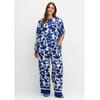 Stoffhose SHEEGO "Große Größen", Damen, Gr. 54, Normalgrößen, blau (kobalt gemustert), Obermaterial: 100% Viskose (LENZING ECOVERO), gemustert, feminin, comfort fit lang, Hosen, mit Blumendruck