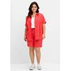 Bermudas SHEEGO "Große Größen", Damen, Gr. 48, Normalgrößen, rot (hummer), Obermaterial: 100% Baumwolle, unifarben, casual, comfort fit kurz, Hosen, mit Schlupfbund, aus Musselin