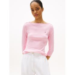 3/4-Arm-Shirt TOMMY HILFIGER "NEW CODY SLIM BOAT-NK 3/4SLV mit U-Boot und Streifen", Damen, Gr. L (40), rosa (classic pink), Jersey, Obermaterial: 100% Baumwolle, unifarben, casual, slim fit hüftlang, U-Boot-Ausschnitt, 3/4-Ärmel abgesteppt, Shirts,...