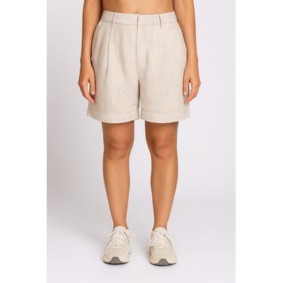 Chinoshorts ZHRILL "FJELLA", Damen, Gr. 30, N-Gr, beige (sand), Web, Obermaterial: 70% Viskose, 30% Leinen, gemustert, casual, normal kurz, Hosen, Sommerhose mit zartem grafischem Muster und Leinen-Viskose-Mix Image