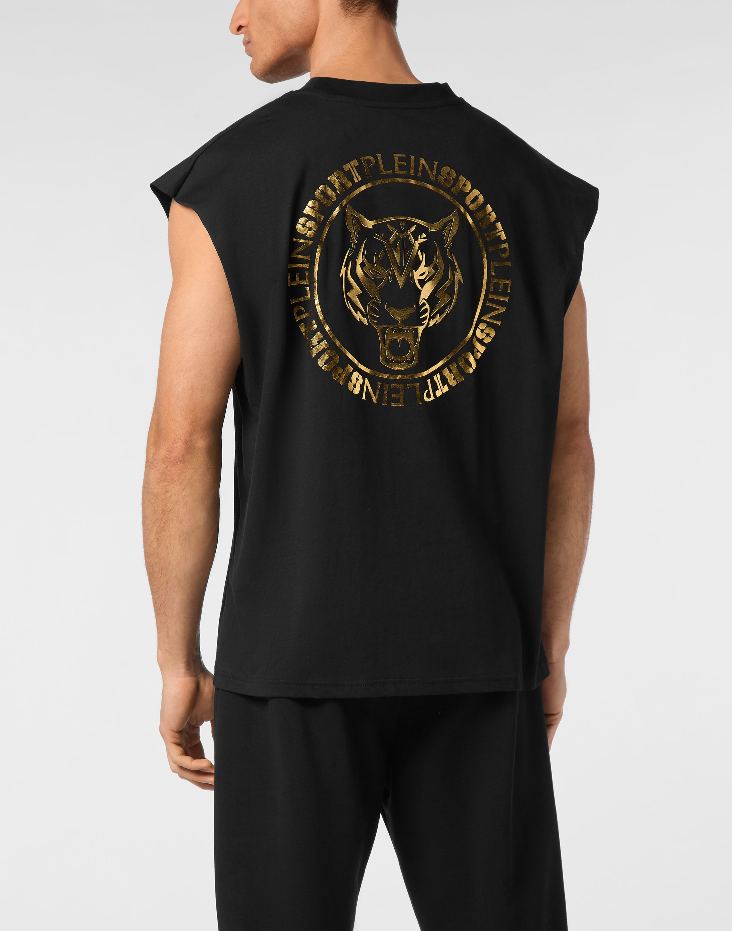 T-Shirt PLEIN SPORT "Badehose", Herren, Gr. XL, 0294, schwarz, lightgold, Obermaterial: 100% Baumwolle, Shirts Image