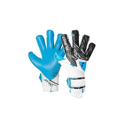 Torwarthandschuhe REUSCH "Attrakt Aqua Evolution", Damen, Gr. 8, schwarz-weiß (weiß, schwarz), 49% Elastodien, 40% Polyester, 5% Polyamid, 6% Polyurethan, mehrfarbig, sportlich, Handschuhe, mit Evolution Cut Image