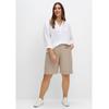 Bermudas SHEEGO "Große Größen", Damen, Gr. 50, Normalgrößen, grau (helltaupe), Obermaterial: 98% Baumwolle, 2% Elasthan, unifarben, casual, regular fit kurz, Hosen, in Chino-Optik