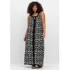 Maxikleid SHEEGO "Große Größen", Damen, Gr. 50, Normalgrößen, schwarz-weiß (schwarz, weiß), Obermaterial: 95% Viskose (LENZING ECOVERO), 5% Elasthan, gemustert, feminin, figurumspielend lang, Rundhals, ohne Ärmel, Kleider, mit Ornamentdruck und...