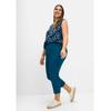 7/8-Hose SHEEGO "Große Größen", Damen, Gr. 50, Normalgrößen, blau (dunkelpetrol), Obermaterial: 98% Baumwolle, 2% Elasthan, unifarben, casual, comfort fit 7/8-Länge, Hosen, mit Gummibund, aus elastischem Twill