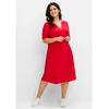 Sommerkleid SHEEGO "Große Größen", Damen, Gr. 54, Normalgrößen, lila (erdbeere), Obermaterial: 100% Viskose, unifarben, feminin, figurumspielend knieumspielend, Rundhals, Kurzarm, Kleider, aus leichter Viskose, in A-Linie