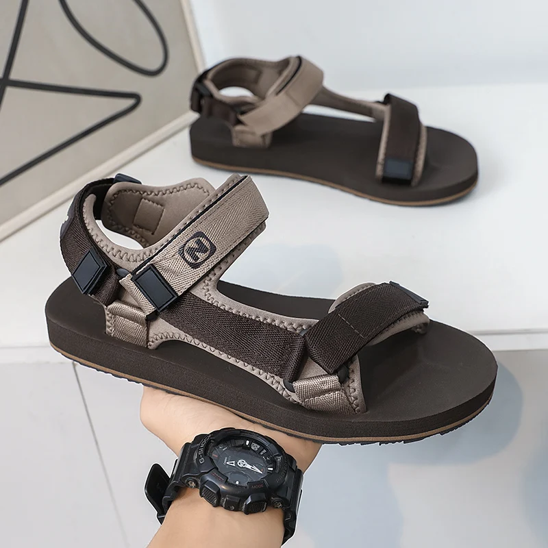 Plus Große Größe 50 51 52, Herren-Gladiator-Sandalen, flache Rom-Schuhe, Stil, Sommer, lässig, atmungsaktiv, kann mit Klettverschluss öffnen, rutschfest