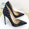 Größe 34-45 Frauen Flache Spitz High Heels 10-12CM Imbue Strass Luxus Frauen Schuhe Nachtclub Party