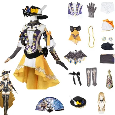 Genshin Impact Cos Navia Caspar Cosplay Kostüm komplett mit Hut Halloween Outfit Uniform für Frauen Image