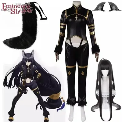 Anime Die Eminenz Im Schatten Delta Cosplay Kostüm Perücke Schwarze Uniform Schatten Garten Ohren Image