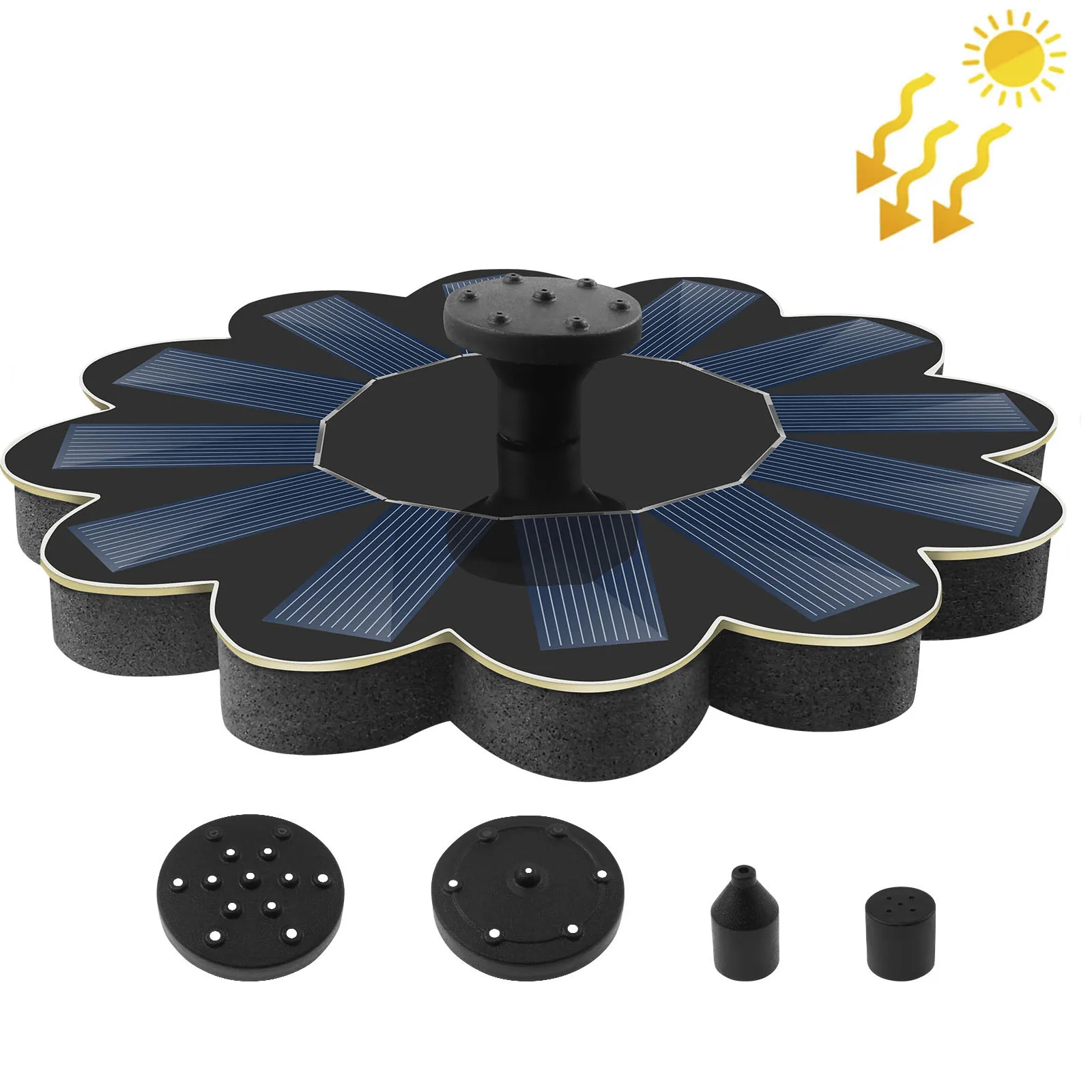 Neue Solar-Brunnenpumpe, Polysilizium-Brett, Solar-Vogelbad-Brunnenpumpe mit 5 Düsen für Garten, Outdoor, Wasser, Pool, Teich, Dekoration