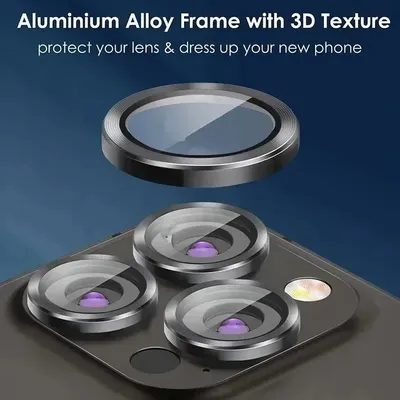 3-2pcs Camera Lens Protector For iPhone 12 13 14 15 Pro Max 13 Mini Metal Ring Protector Glass Camera Lens For iPhone 15 Pro Max