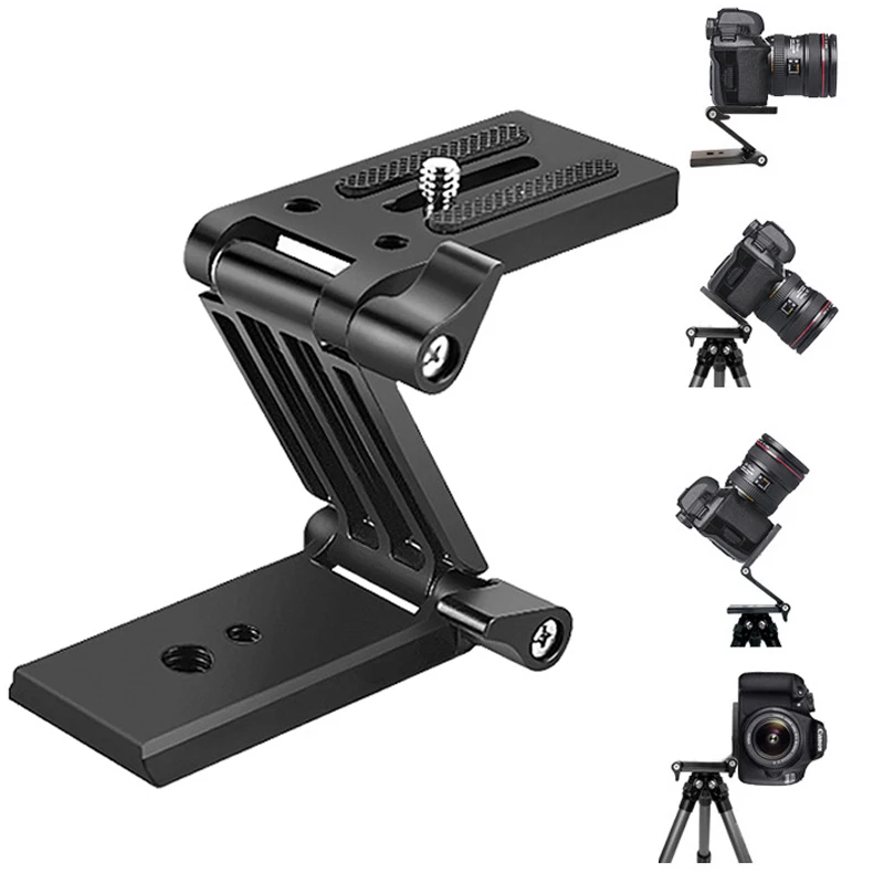 Z-Flex Tilt Stativkopf Aluminium Ganzmetall Flexible klappbare Z-Pfanne mit 1/4" und 3/8" Schrauben für Canon Nikon Sony DSRL Slider Image