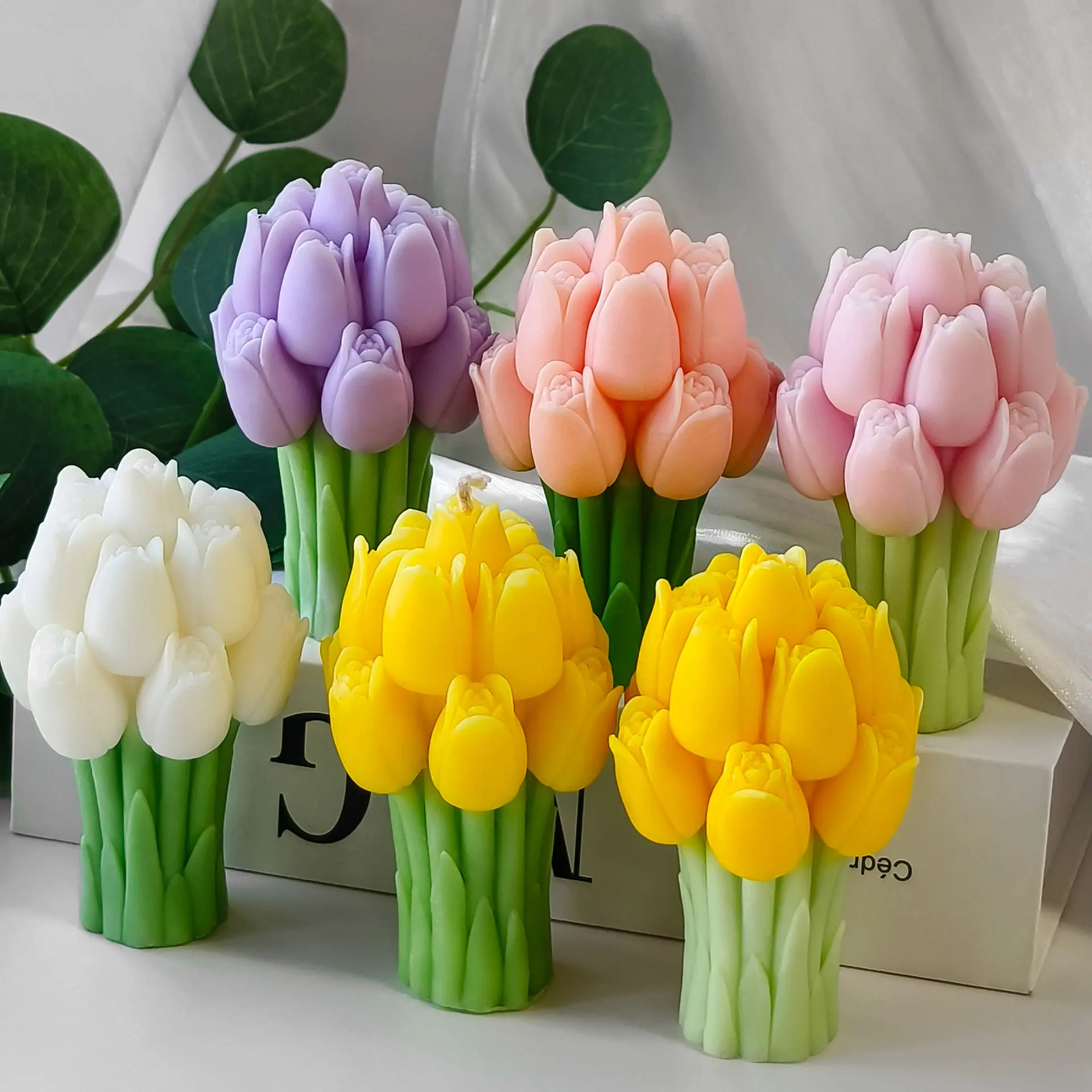 3D Tulpe Blume Kerze Silikon Form DIY Handgemachte Seife Gips Harz Handwerk Blume Ornament Form Schokolade Kuchen Backen Werkzeuge Image