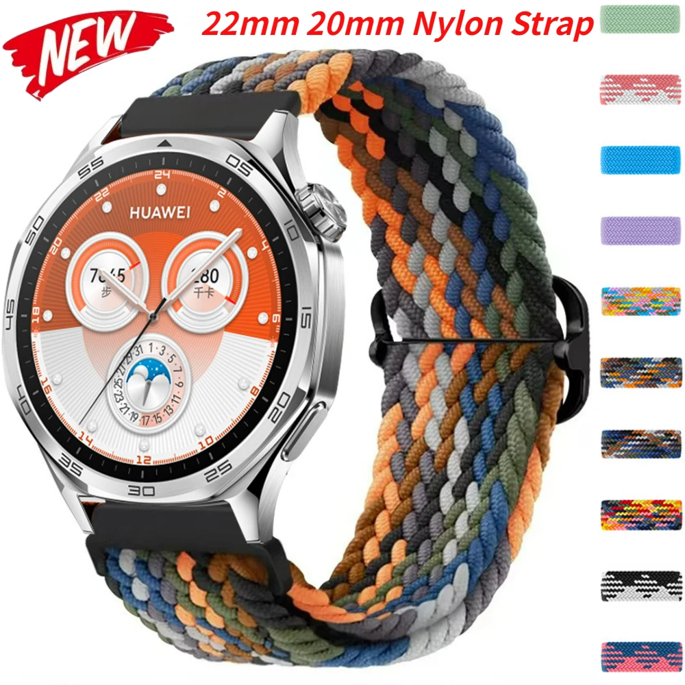 22 mm 20 mm Nylonarmband für Huawei Watch GT5/4 3 2 46 mm elastisches Armband für Huawei GT5 Pro 46 mm/Samsung Galaxy Watch 7 6 5 Band Image