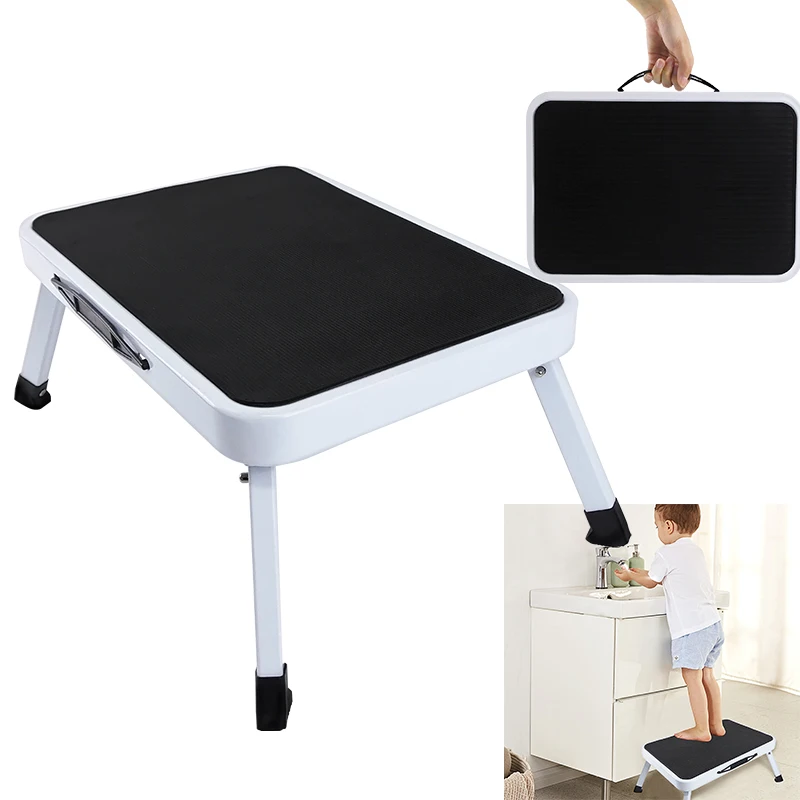 BRIEFNESS Klappbarer Tritthocker, Leiter, rutschfester Küchenhocker für Camping, Wohnmobil, Badezimmer – Tritthocker aus Stahl für Erwachsene und Kinder