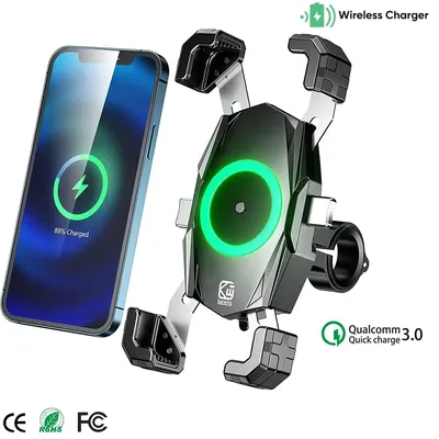 Motorrad Telefon Halter Qi 15W Drahtlose Ladegerät USB C 20W Schnelle Lade One-Push Wasserdichte Moto Motorrad lenker Telefon Halterung Image