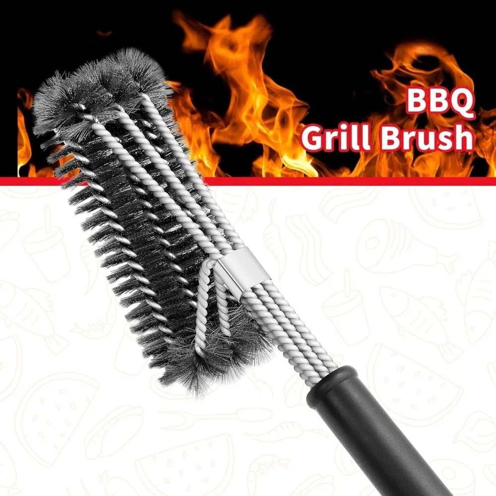 Grillbürste 18'' Safe Wire BBQ-Bürste für Outdoor-Grill, 3-in-1 effizienter Edelstahl-Grillreiniger für alle Gitter Image