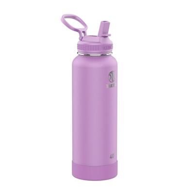 Takeya Actives Reusable Insulated Stainless Steel Water Bottle With Straw Lid, 40 Oz, Lilac