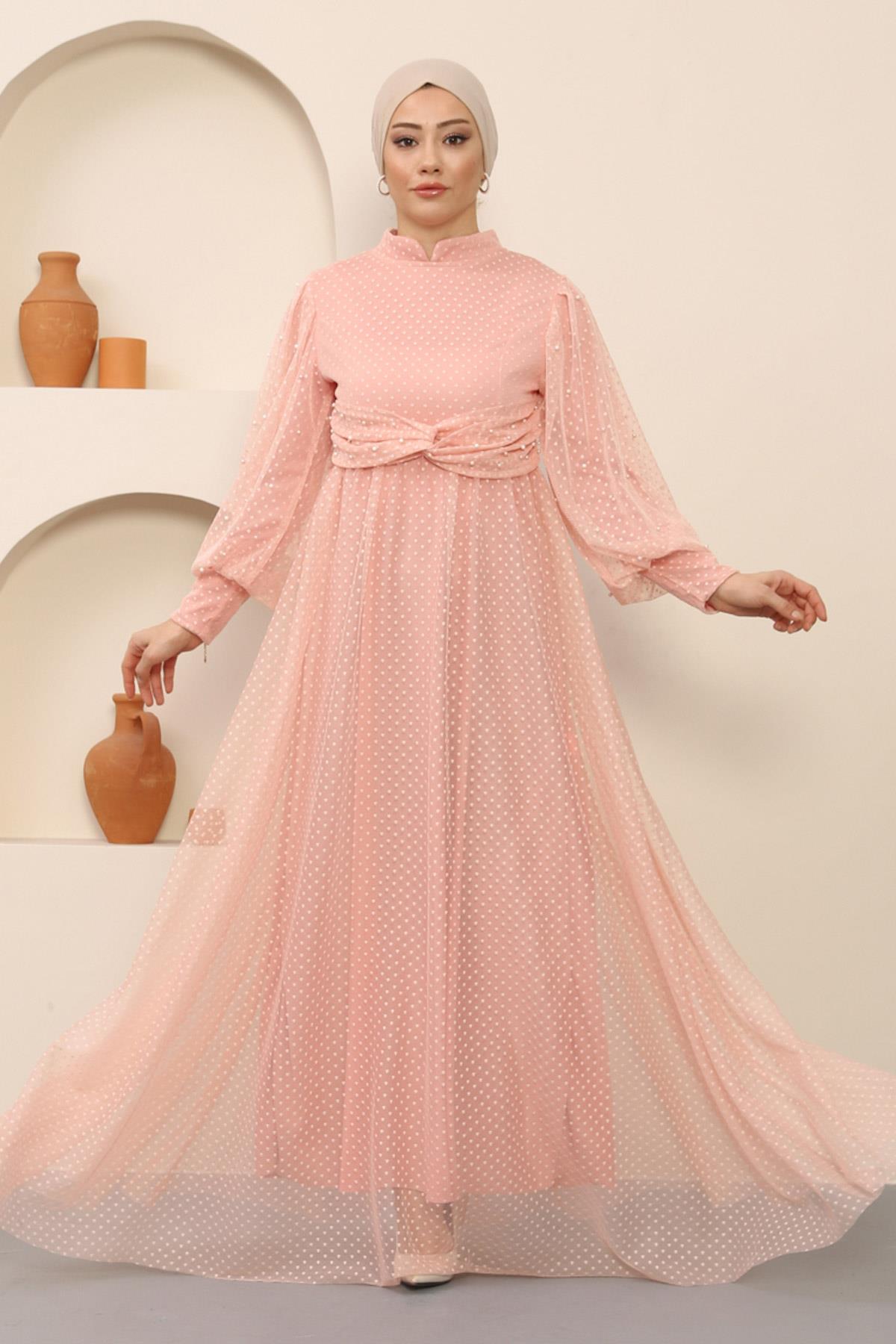 KleidInci Detailliertes Tüllabendkleid Image