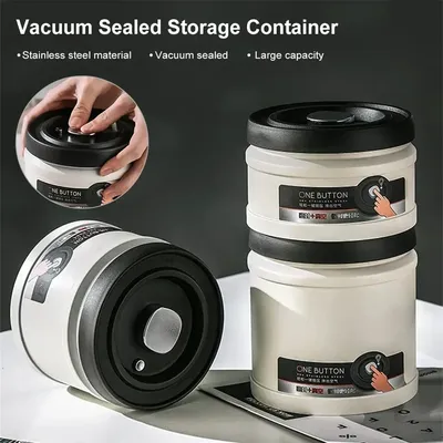 Coffee Bean Vacuum Sealed Tank Stainless Steel Grain Tea Nut Storage Vacuum Airtight Sealed Cans