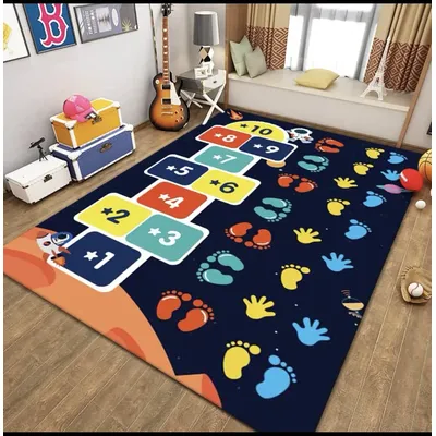Cartoon Hopscotch Carpet Non-Slip Children's Room Study Table and Chair Mat Kindergarten Play Floor