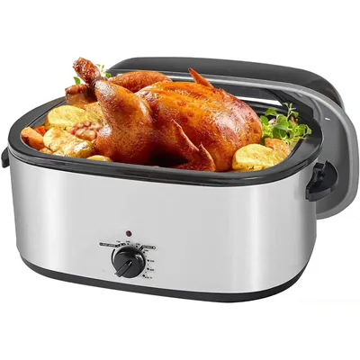 Roaster Oven 28 Quart, Electric Roaster Pan with Visible & Self-Basting Lid, Large Stainless Steel