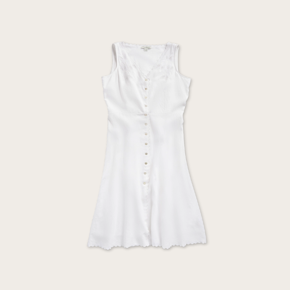 Tecovas Women's Eyelet Midi Dress, White, Linen / Cotton, Size Large