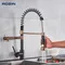 Robinet de cuisine extractible à ressort noir, mitigeur d'eau chaude et froide monté sur le pont, grue avec robinets de cuisine à double bec