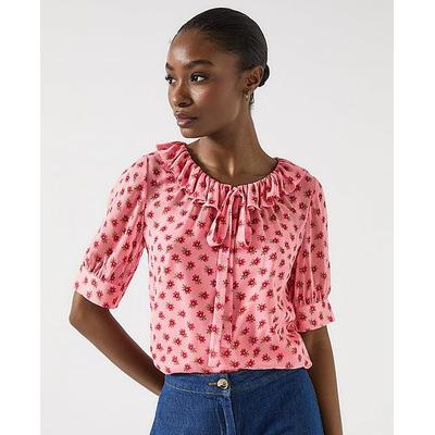 Coco Frilled Pink Blouse, Pink