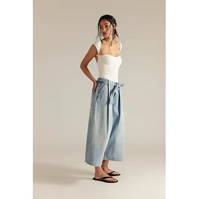 We The Free High Tide Belted Crop Jeans at Free People in Oasis Blue, Size: 29
