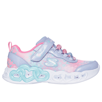 Skechers Girl's Infinite Heart Lights - Heart Jewels Sneaker | Size 12.5 | Lavender | Textile/Synthetic
