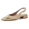 Slingpumps TAMARIS, Damen, Gr. 39, beige (beige, kombiniert), Leder, Lederimitat, elegant, Schuhe, Blockabsatz, Abendschuh, Businessschuh mit goldfarbenem Besatz